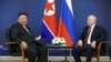 North Korea's leader Kim Jong Un, left, meets with Russia's President Vladimir Putin at the Vostochny Сosmodrome in Russia's far eastern Amur region, Sept. 13, 2023. (Sputnik/Artem Geodakyan/Pool via Reuters)