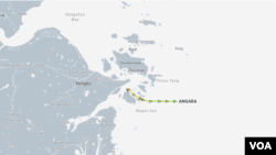 러시아 선박 앙가라호가 현지 시각 27일 중국 해역을 빠져나가는 모습. 자료=MarineTraffic