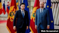 Crnogorski premijer Dritan Abazović sa predsjednikom Evropskog savjeta Šarlom Mišelom (Foto: rtcg.me, Twitter)