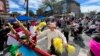 Thai tradition drummers perform during the Little Thailand Way street co-naming ceremony in the Queens borough of New York.(Sept 24, 2022)