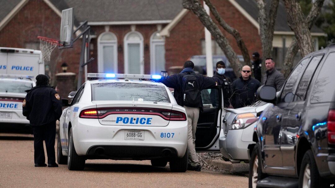 Members of the Memphis Police Department work a crime scene, in Memphis, Tennessee, Jan. 24, 2023.
