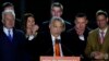 Hungary's Prime Minister Viktor Orban addresses cheering supporters during an election night rally in Budapest, April 3, 2022.