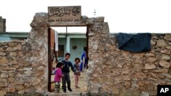Three internally displaced families live inside the (Masjid Muaathe) Muad ibn Jabal Mosque,Debaja, west of Mosul, Iraq, Nov. 29, 2020.