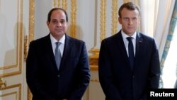 امانویل مکرون، رییس جمهور فرانسه و عبدالفتاح السیسی، رییس جمهور مصر