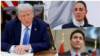 Kombinasi foto: Presiden AS Donald Trump, Presiden Meksiko Claudia Sheinbaum, dan Perdana Menteri Kanada Justin Trudeau (Foto: Reuters)