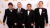 Left to right, Robert Lanciault, Andre Gauthier, Benoit Sevigny and Yves Boudreault, designers of the FILMBOX software application and recipients of a Scientific and Engineering Award, pose together at the Academy of Motion Picture Arts and Sciences' annuual Scientific and Technical Awards, Feb. 15, 2014, in Beverly Hills, California.
