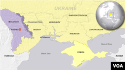 Mapa Moldavije i Pridnestovlja (Transnistria)