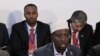 President of Somalia Sheikh Sharif Ahmed, center, during the Somalia Conference at Lancaster House in London, Thursday, Feb. 23, 2012.