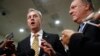 Acting Defense Secretary Patrick Shanahan, left, speaks to members of the media alongside Secretary of State Mike Pompeo after a classified briefing for members of Congress on Iran, on Capitol Hill in Washington, May 21, 2019. 