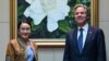 Thai Prime Minister Paetongtarn Shinawatra meets with U.S. Secretary of State Antony Blinken during the Association of Southeast Asian Nations Summit in Vientiane, Laos, on Oct. 10, 2024.