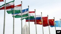 شنگھائی تعاون تنظیم کے ارکان کے قومی پرچم (فائل فوٹو)