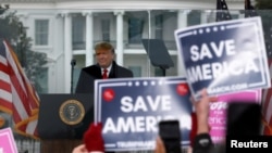 U.S. President Donald Trump holds a rally to contest the certification of the 2020 U.S. presidential election results by the U.S. Congress in Washington, Jan. 6, 2021. 